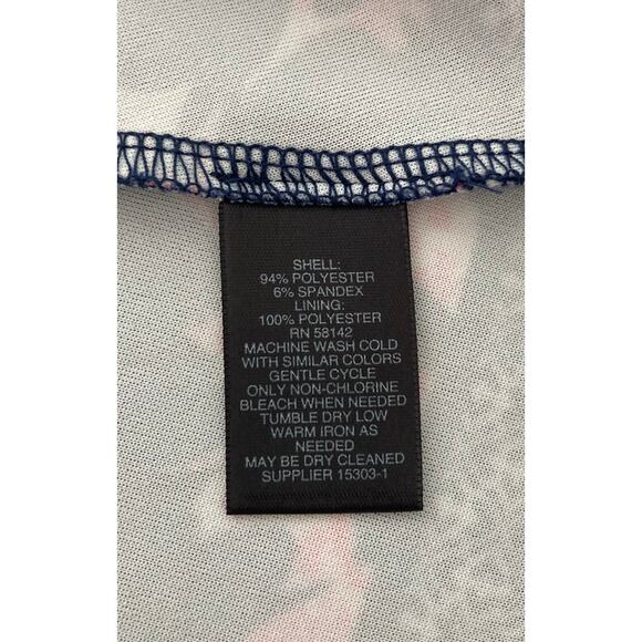 Liz Claiborne women's sleeveless peach & navy floral fit & flare dress, size 8 - Picture 7 of 8